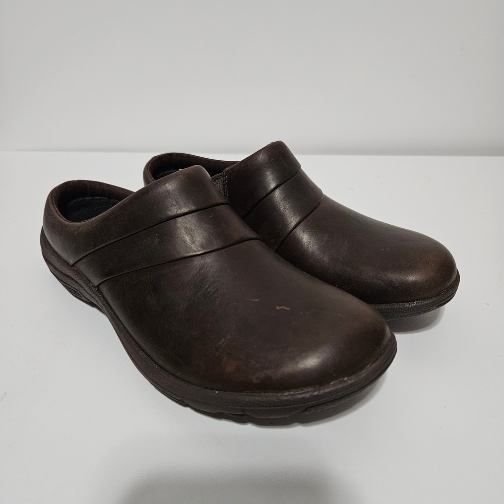 Merrell Encore Q2 Leather Mules Clogs Womens 6.5 Espresso Brown Slip On Slides